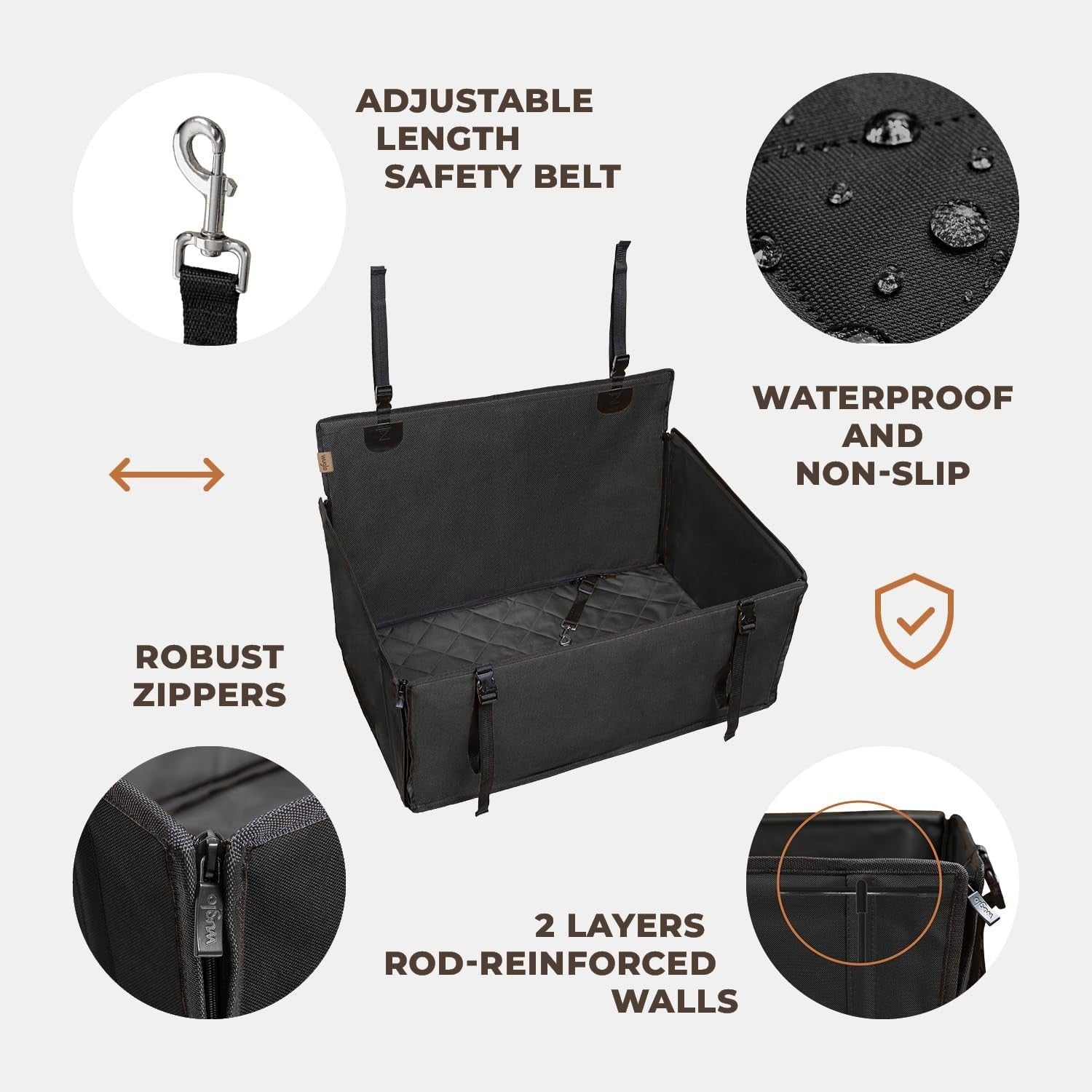 Waterproof Dog Car Seat Large Pet Booster Back Seat Carrier Safety Belt