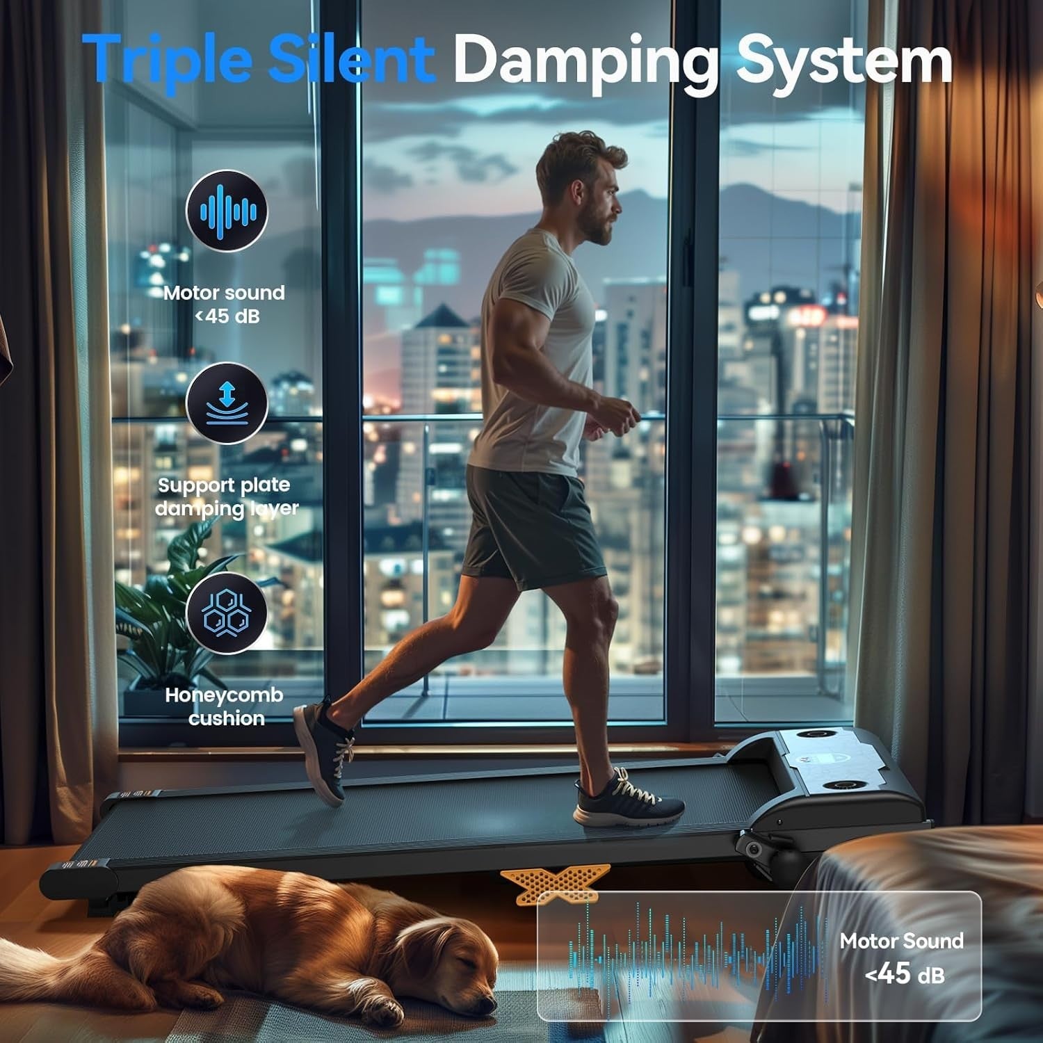 Walking Pad Treadmill With Incline Under Desk 6km/h Silent Home Office