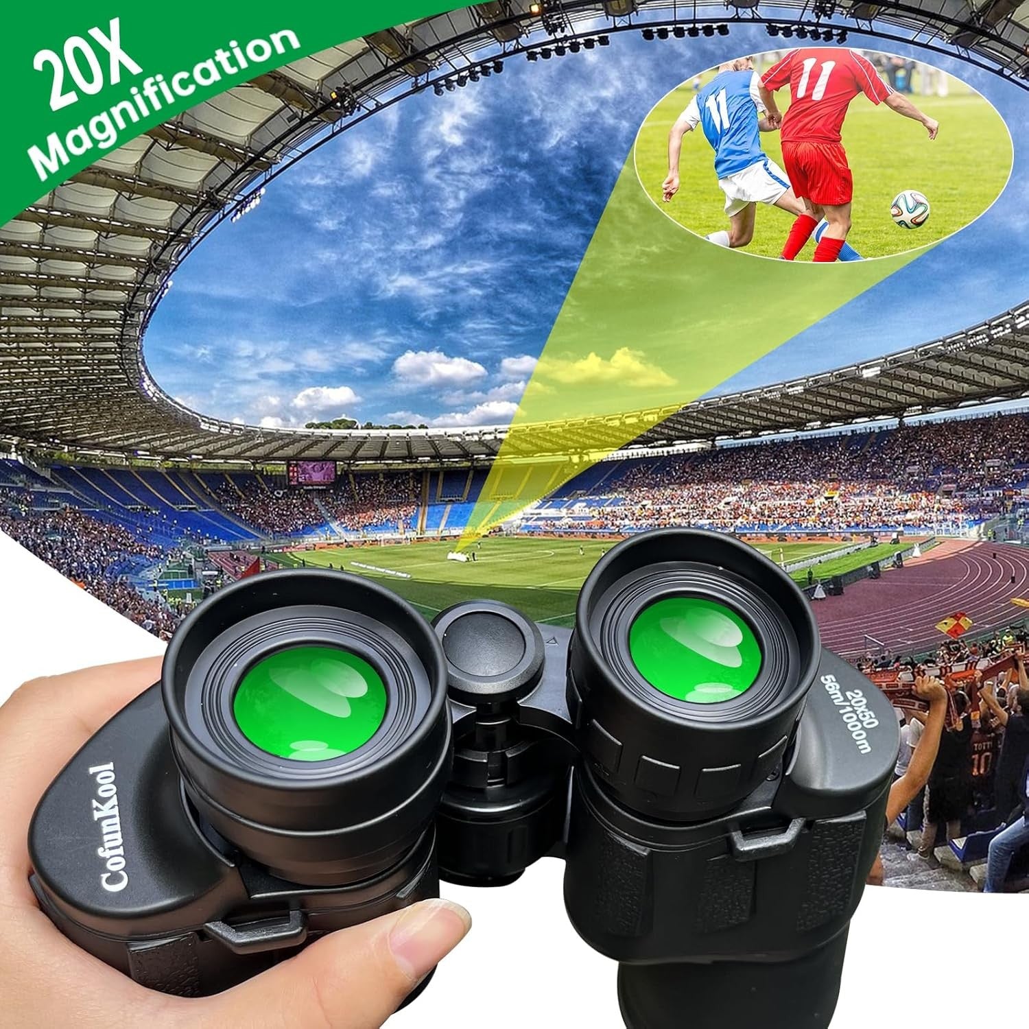 20x50 Waterproof HD Binoculars Long-Range BAK4 Prism Hunting Travel Viewing
