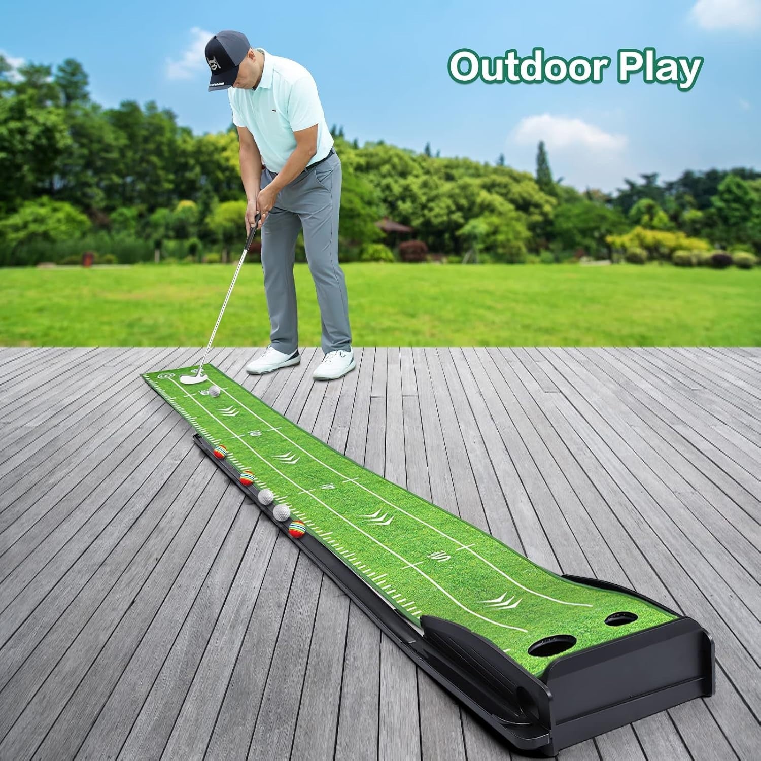 Indoor Golf Putting Mat w/ Automatic Ball Return Large Practice Green