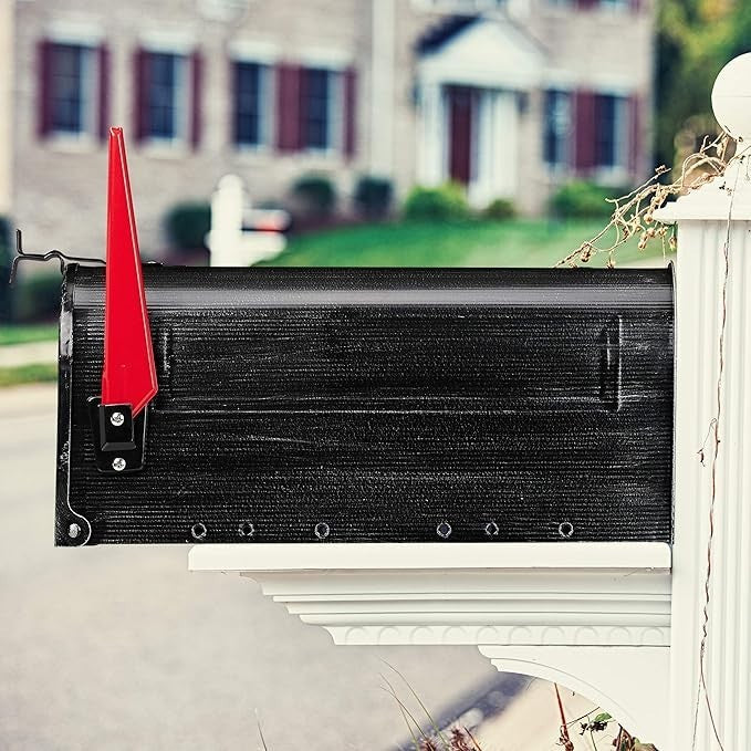 Vintage Black US Mailbox Wall Mount Lockable Steel Large Retro Post Box