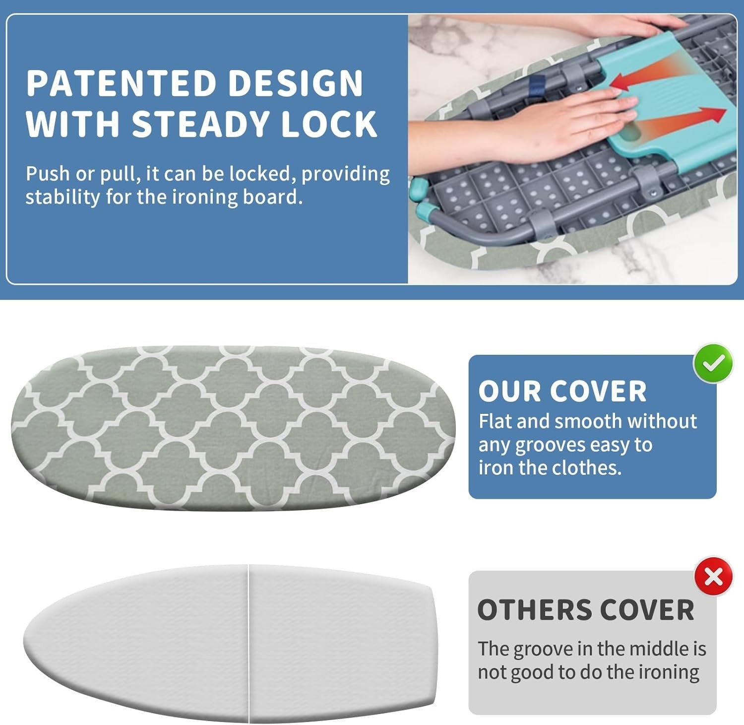 Compact Folding Ironing Board Non Slip Heat Resistant Cover Space Saving