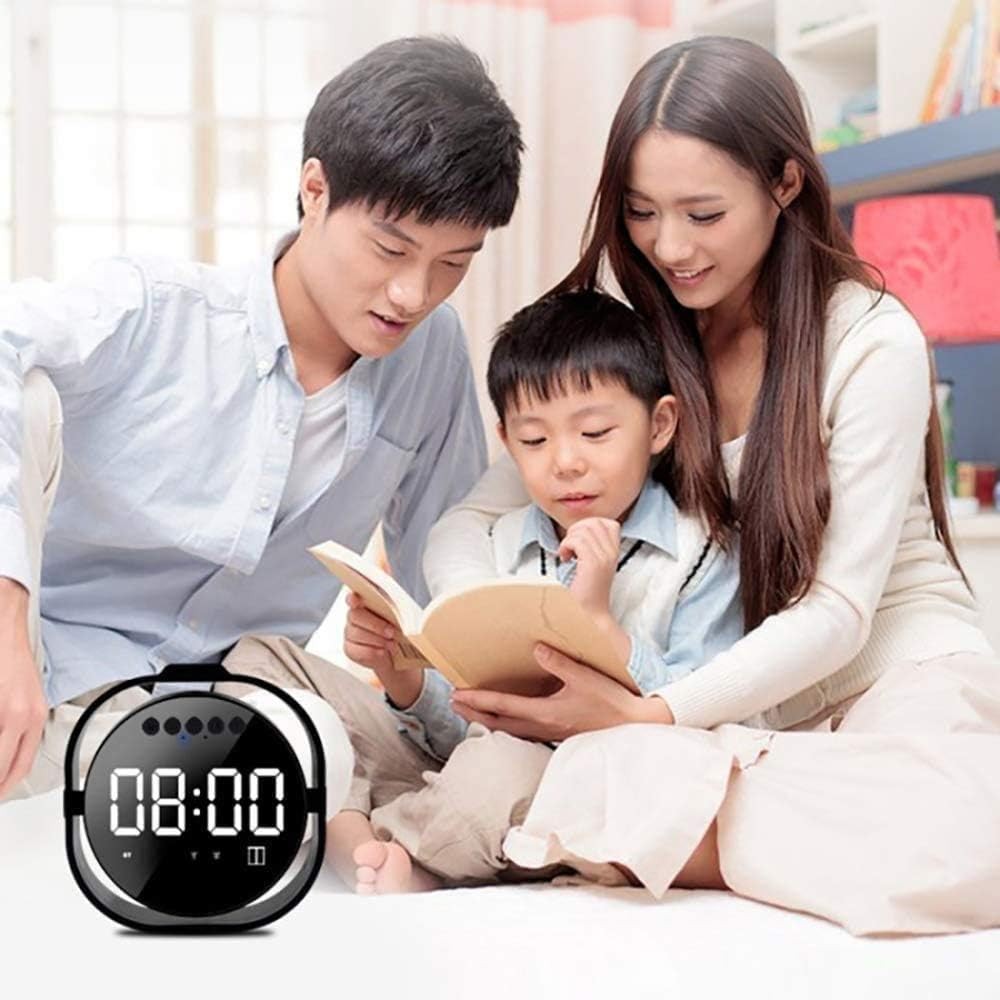 Black LED Digital Alarm Clock Bluetooth Speaker FM Radio Dual Alarm Big Digits