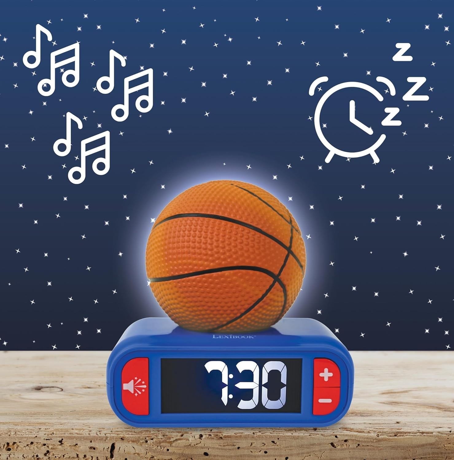Kids Basketball Alarm Clock Night Light LED Display Snooze Sounds