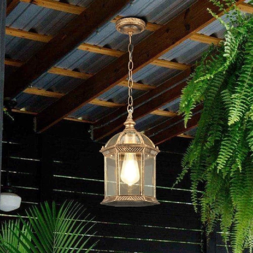 NEAFP Vintage Gold Outdoor Pendant Light IP65 E27 Ceiling Lamp