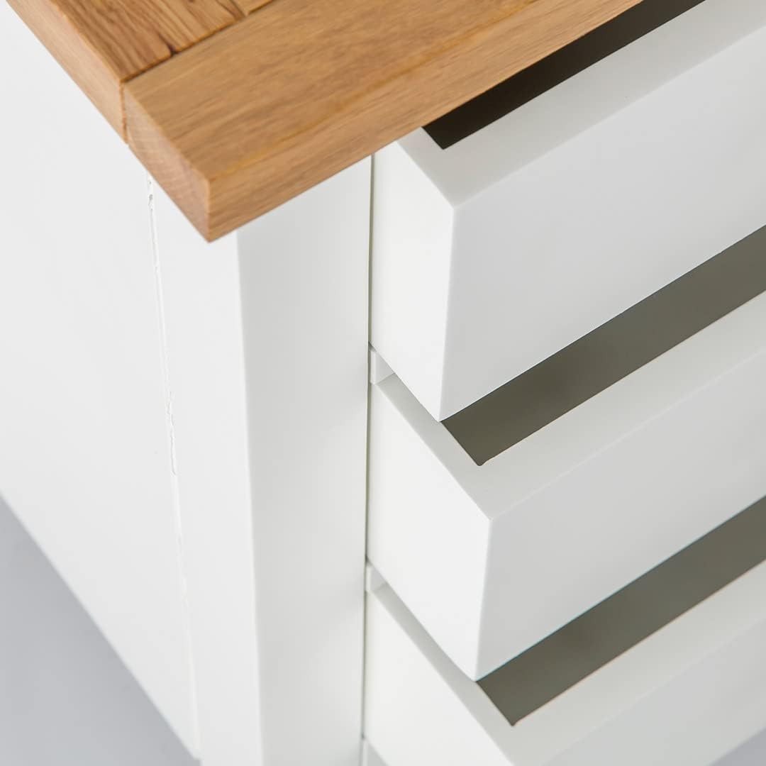 White Oak Top 6 Drawer Chest Solid Wood Bedroom Storage Cabinet Painted