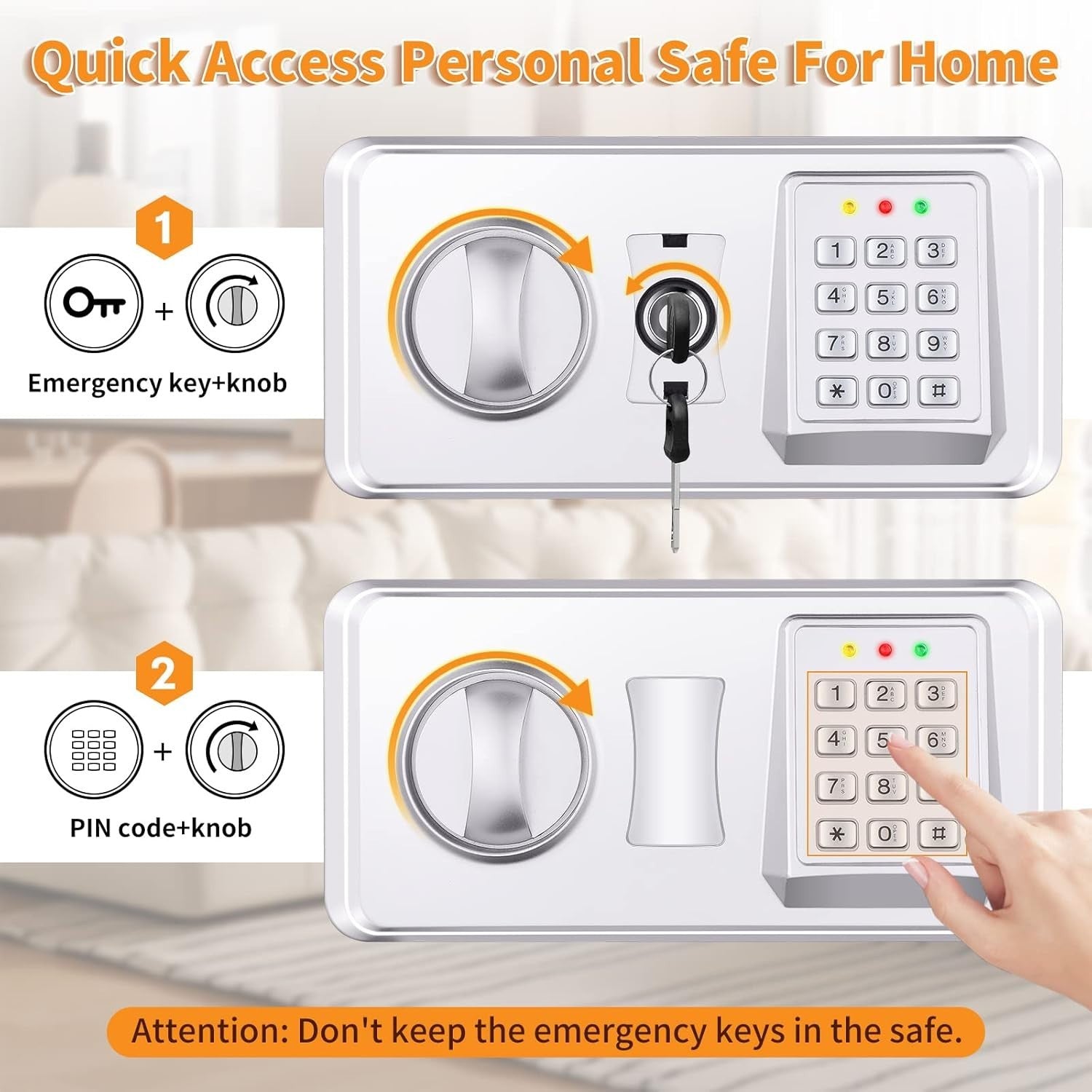 22L Digital Safe Box Alarm Silent Mode Cash Jewelry Security Lock