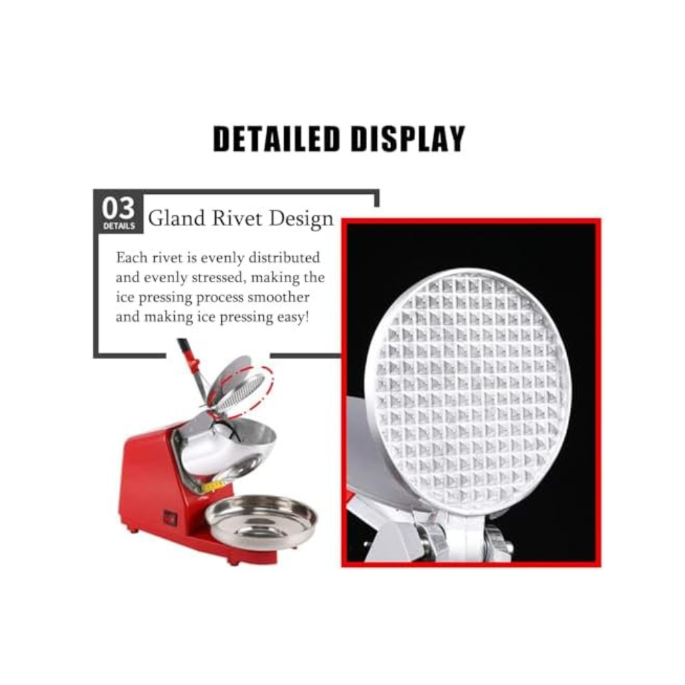 Electric Ice Crusher 380W Snow Cone Slush Shaver Double Blade Machine