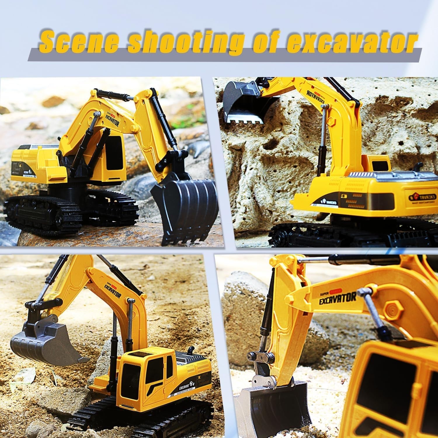 1:24 RC Excavator Toy 4WD Remote Control Construction Digger for Kids
