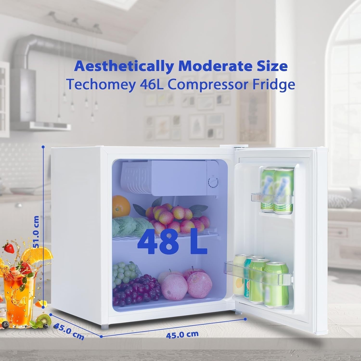 48L Mini Fridge Countertop Quiet Compact Cooler Office Bedroom