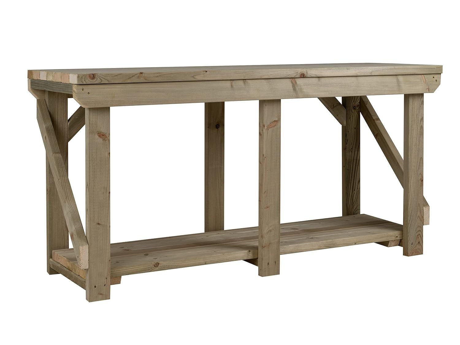 Pressure Treated Wood Workbench 8ft Heavy Duty 240x64x90cm Garage Table