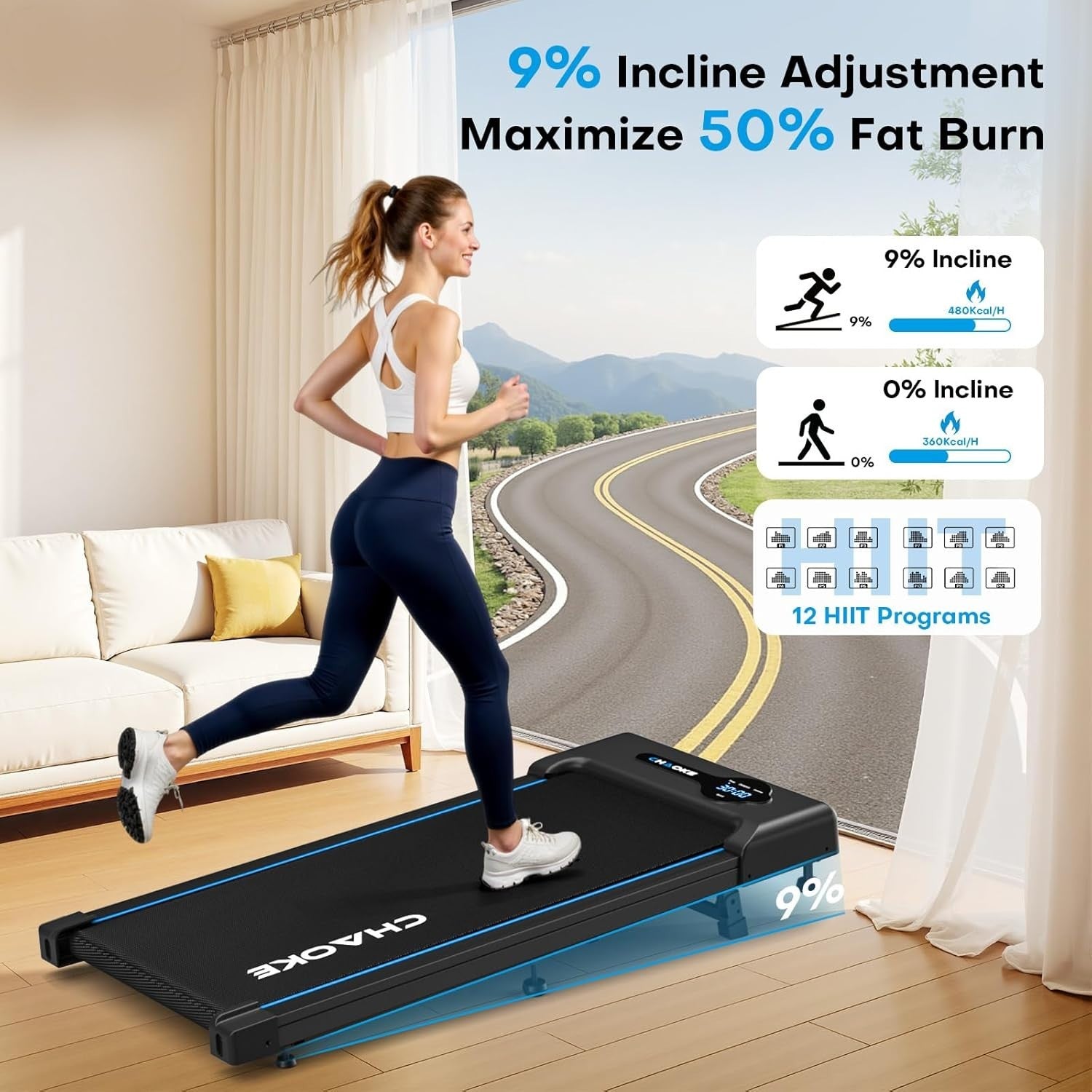 Under Desk Treadmill 10KM/H Incline Walking Pad Home Office Fitness Machine
