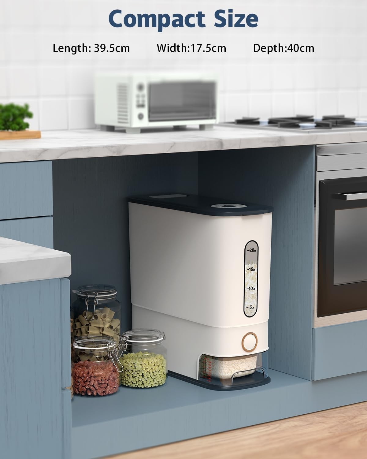 12kg Rice Dispenser BPA Free Airtight Storage w Measuring Cup