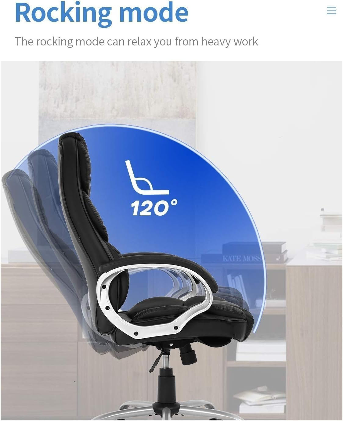Executive Office Chair High Back Swivel Lumbar Support Faux Leather Gaming Desk