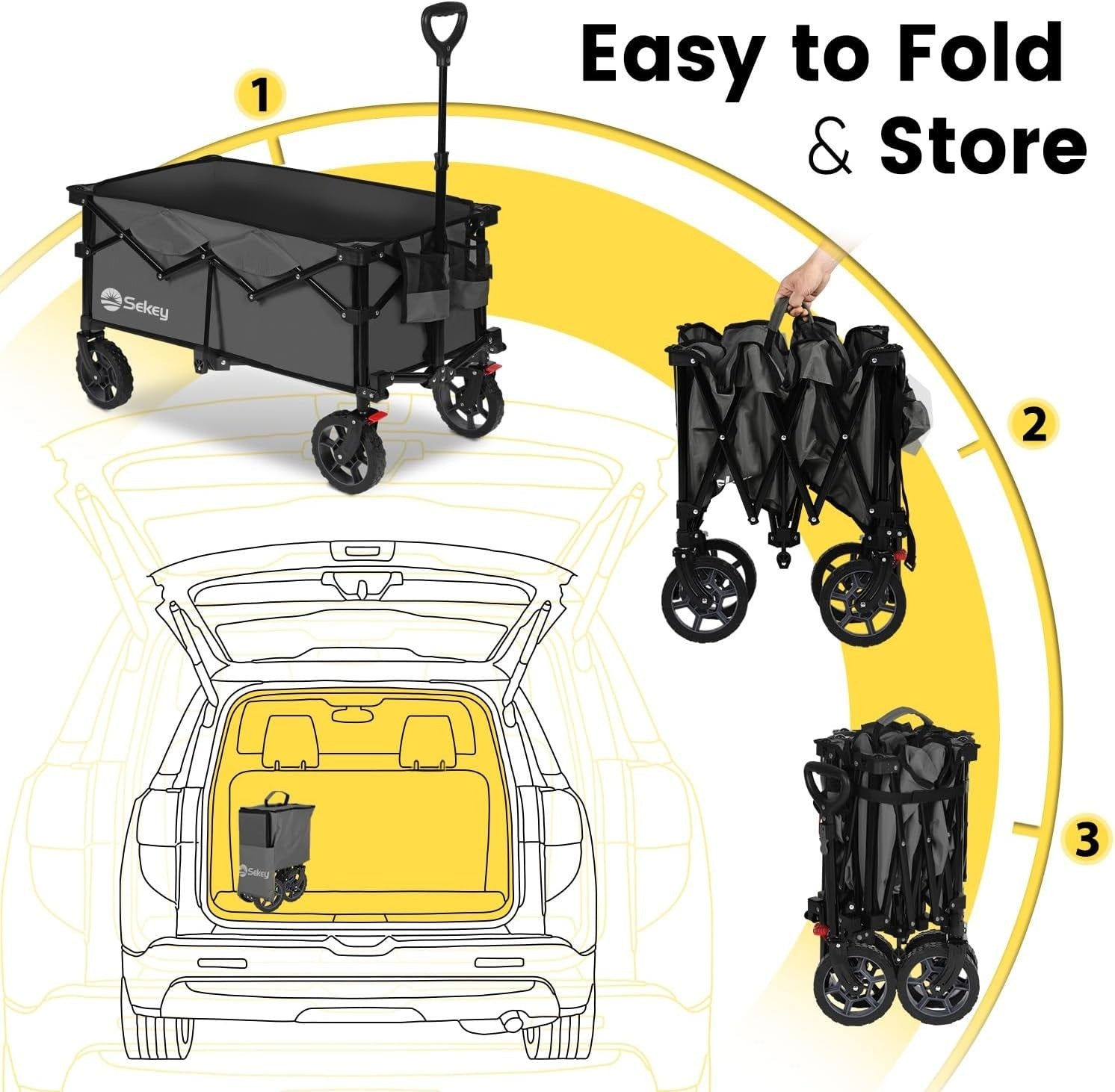 Grey Heavy Duty 135L Folding Festival Trolley All-Terrain Wagon 150kg Capacity