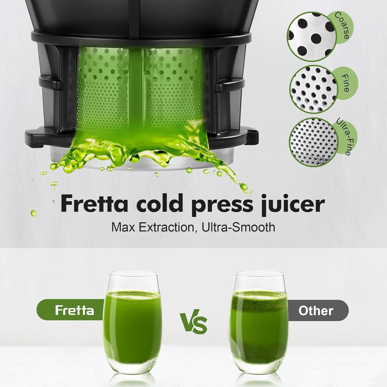 Cold Press Juicer 135mm Feed Chute Self Feeding Hopper Quiet 250W
