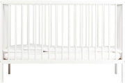 Space Saving Wooden Baby Cot Bed Adjustable Height Toddler Bed White
