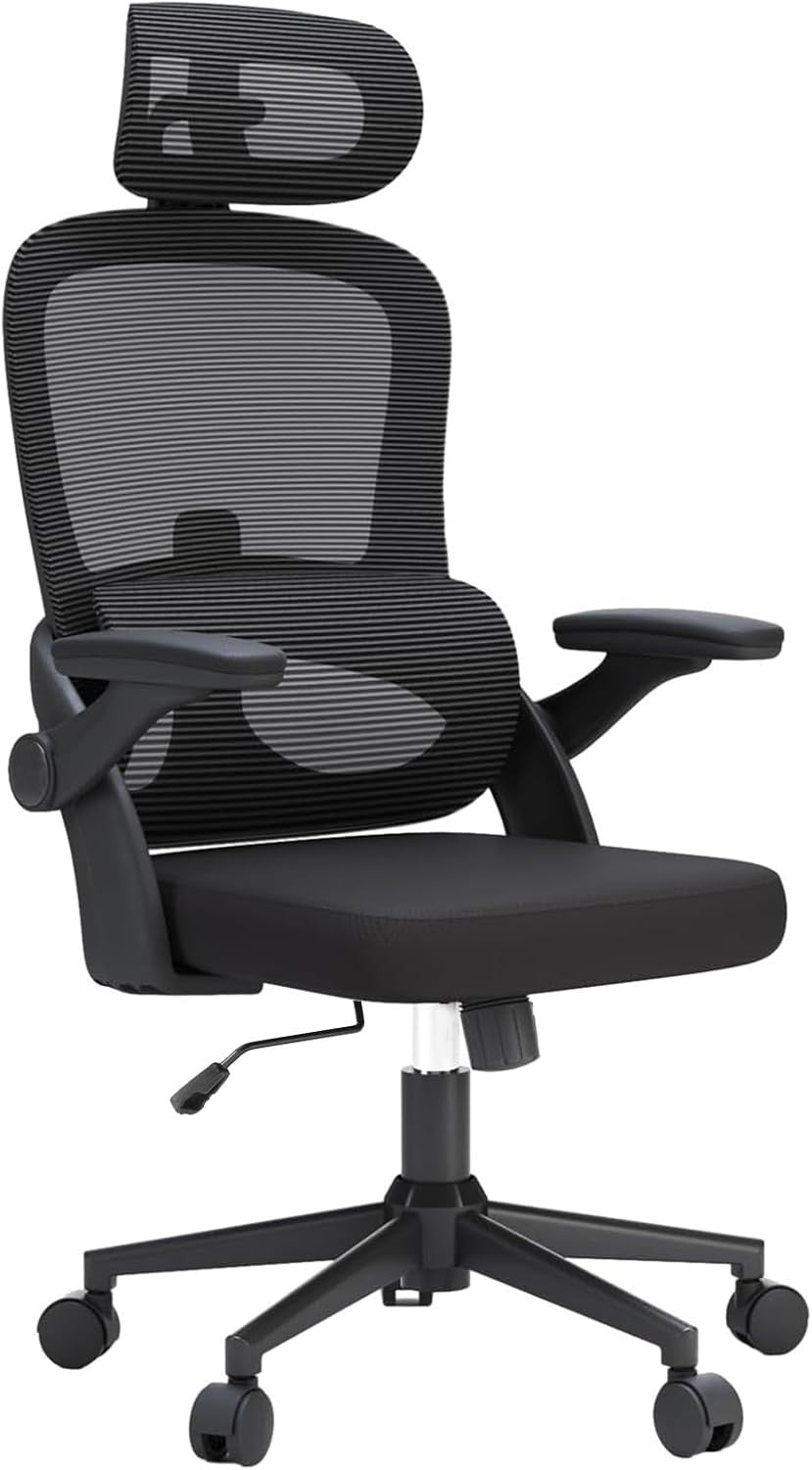 Oversized Ergonomic Office Chair Tall People Adjustable Mesh Lumbar Flip-Up Arms