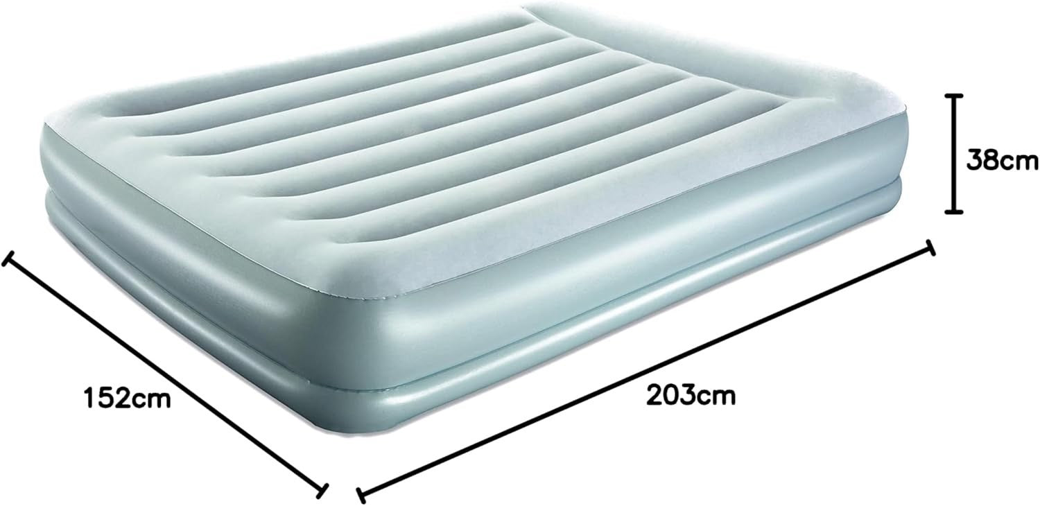 King Size Inflatable Airbed with Built-In Pump – Portable Guest & Camping Mattre