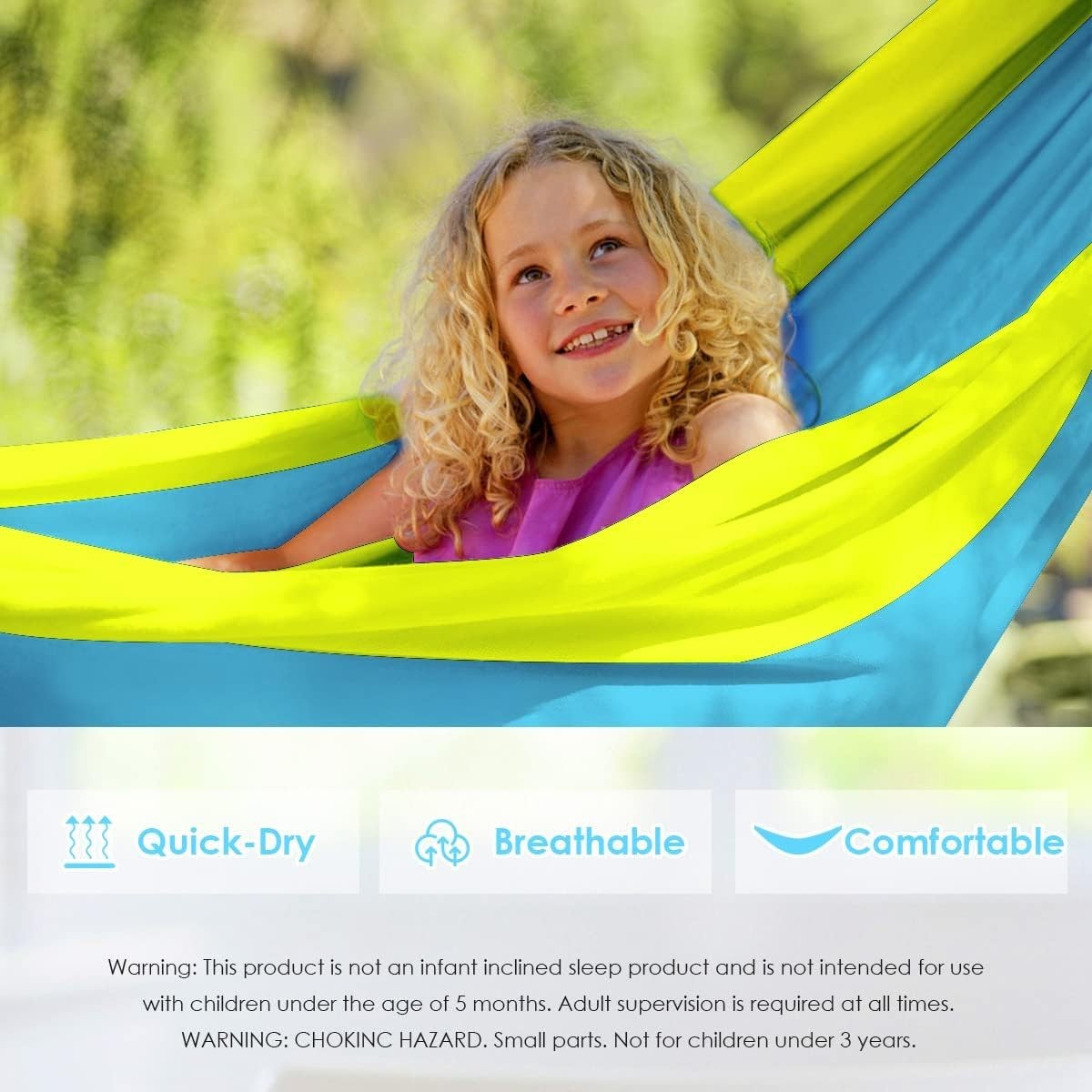 Kids Camping Hammock with Straps | Lightweight Portable Indoor Outdoor Swing