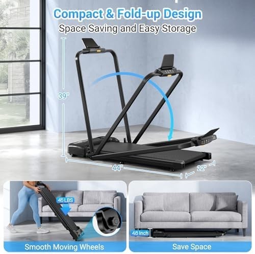 2-in-1 Folding Treadmill & Walking Pad 10KM/H Home Office Compact