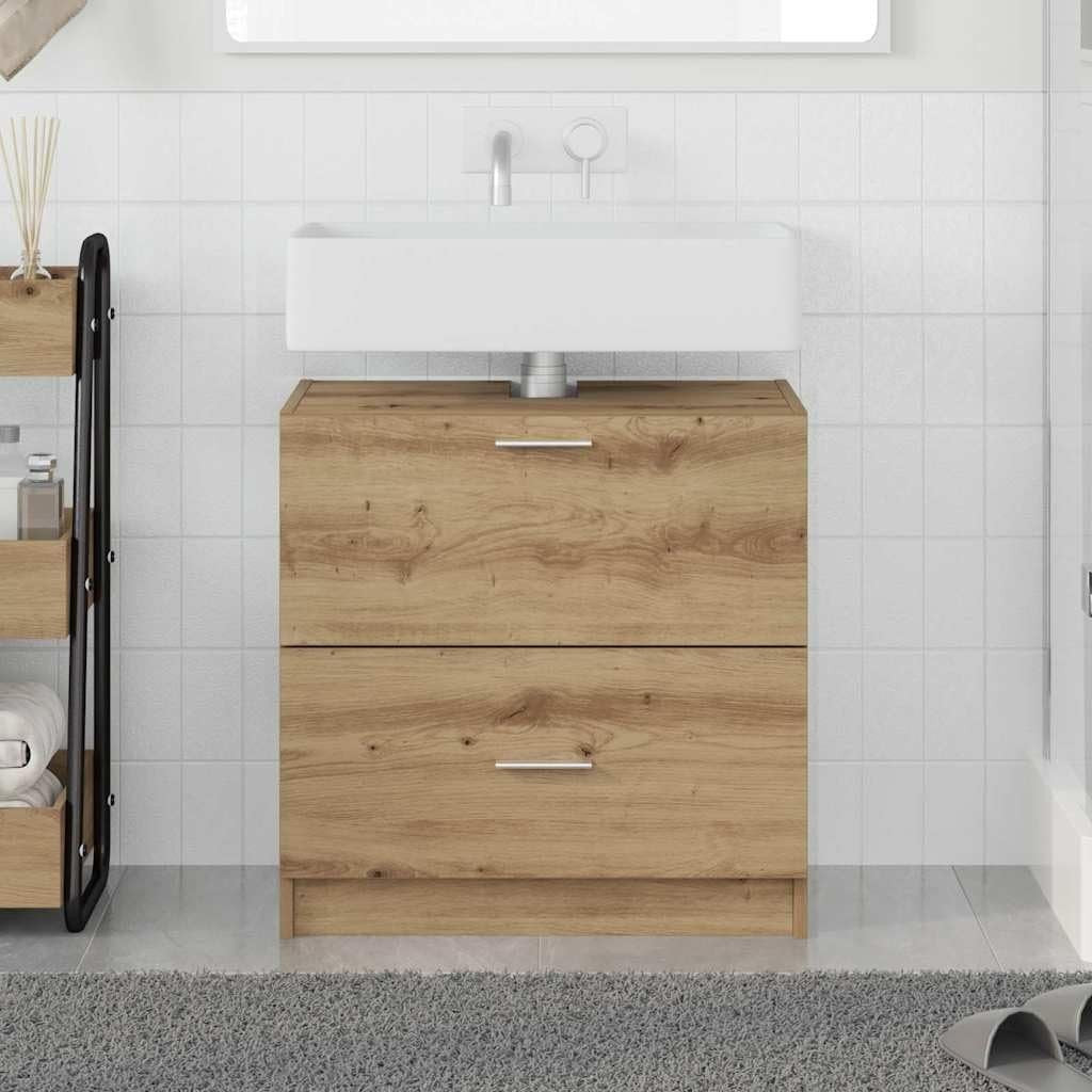Artisan Oak Under Sink Bathroom Cabinet 59x37x59cm Rustic Vanity Storage Unit