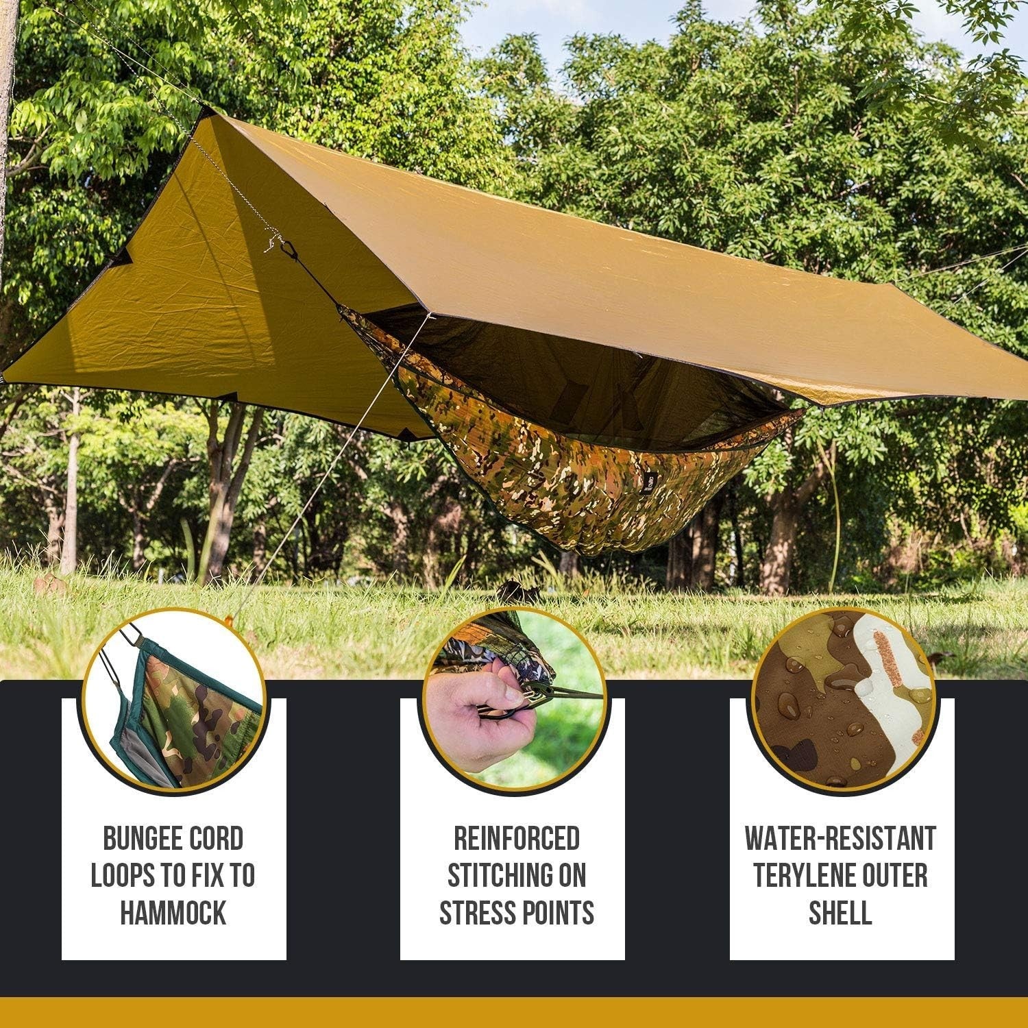 4-Season Hammock Underquilt Camo Full Length Lightweight Warm Camping Gear