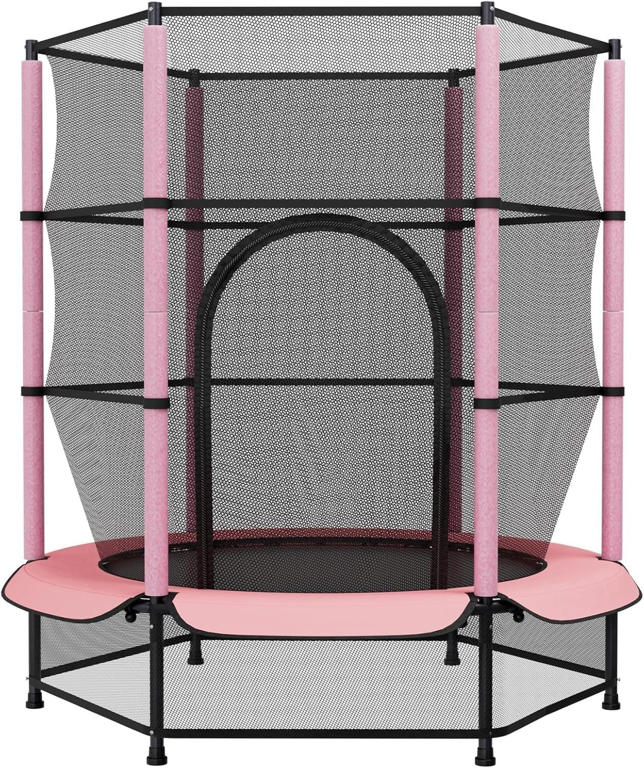 55” Kids Trampoline Indoor Outdoor Safety Enclosure Floor Net Ages 3–10