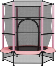 55” Kids Trampoline Indoor Outdoor Safety Enclosure Floor Net Ages 3–10