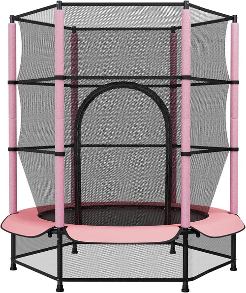 55” Kids Trampoline Indoor Outdoor Safety Enclosure Floor Net Ages 3–10