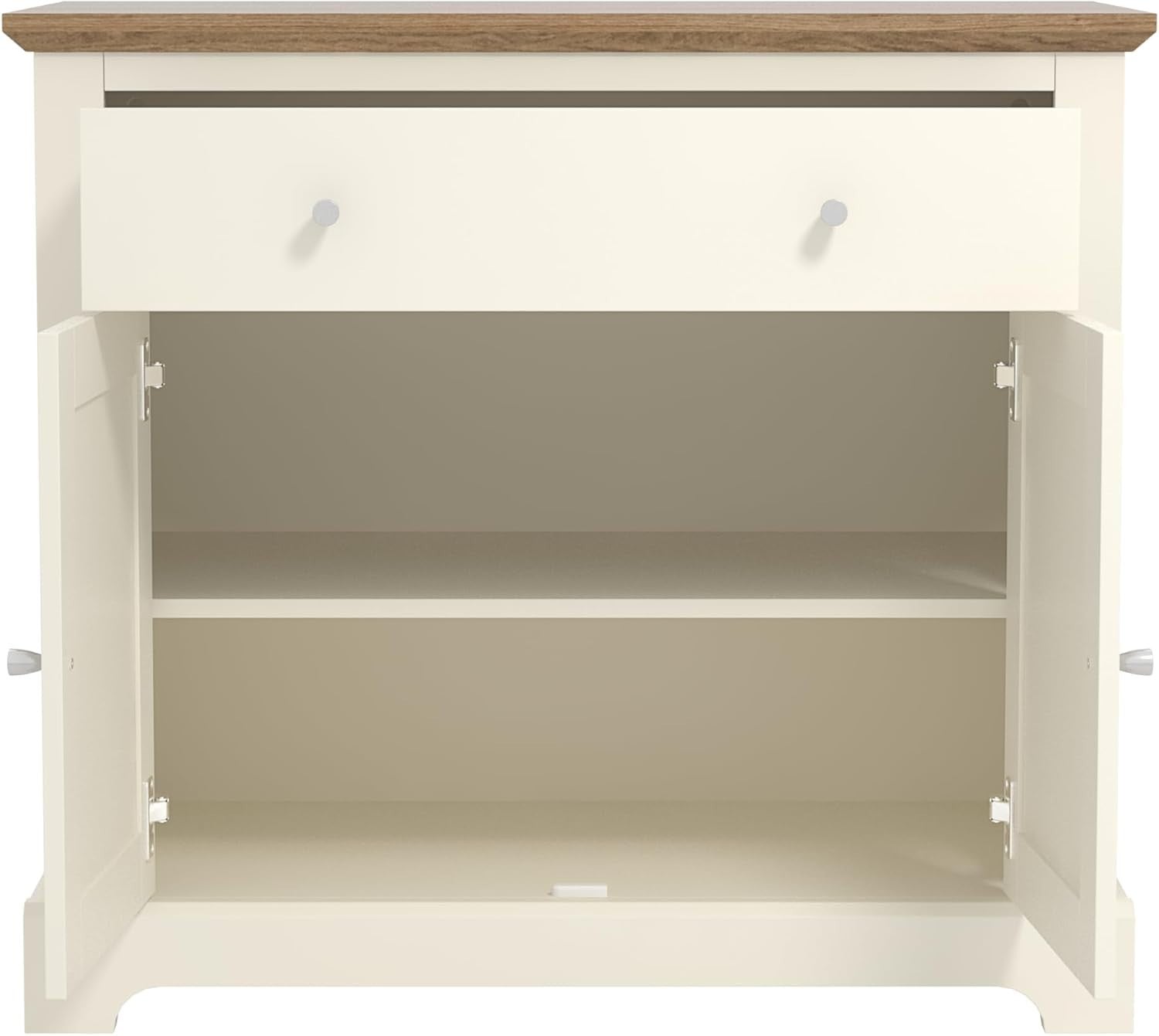 Modern Storage Cabinet Sideboard 2 Door 1 Drawer Ivory Oak Hallway Unit