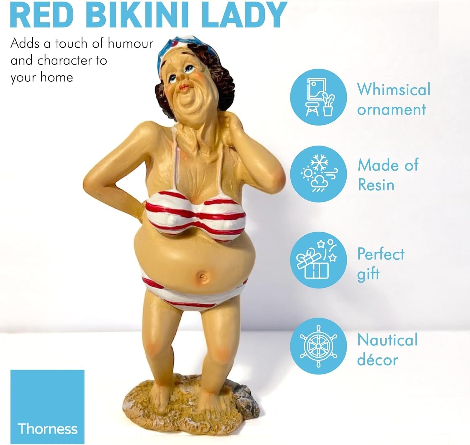 Funny Beach Lady Figurine | 15cm Swimmer Ornament | Bathroom Seaside Decor Gift