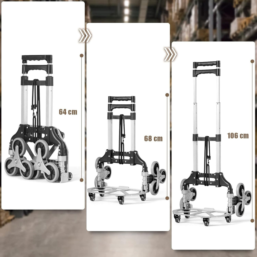 10 Wheel Folding Stair Climbing Sack Truck Aluminium 80kg Handle Cart
