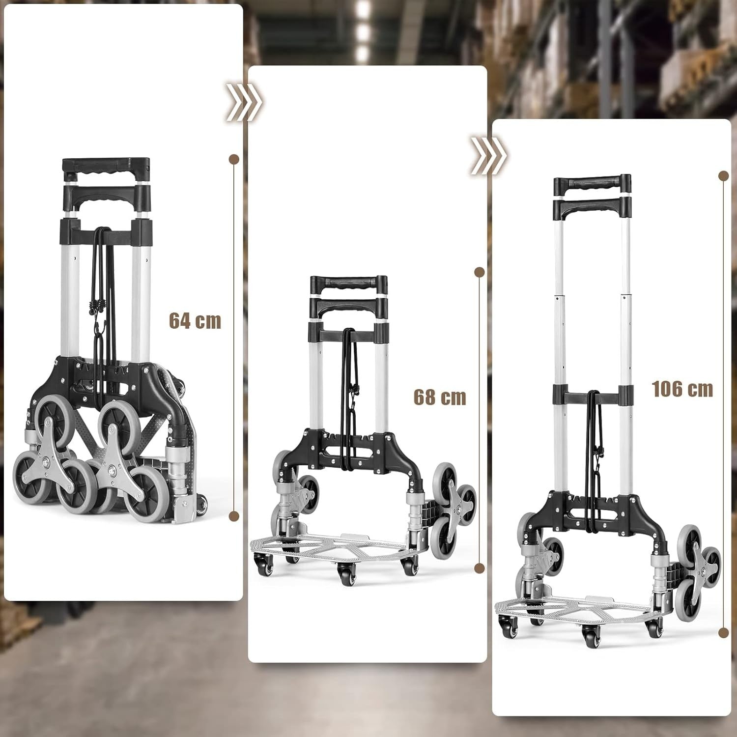 10 Wheel Folding Stair Climbing Sack Truck Aluminium 80kg Handle Cart