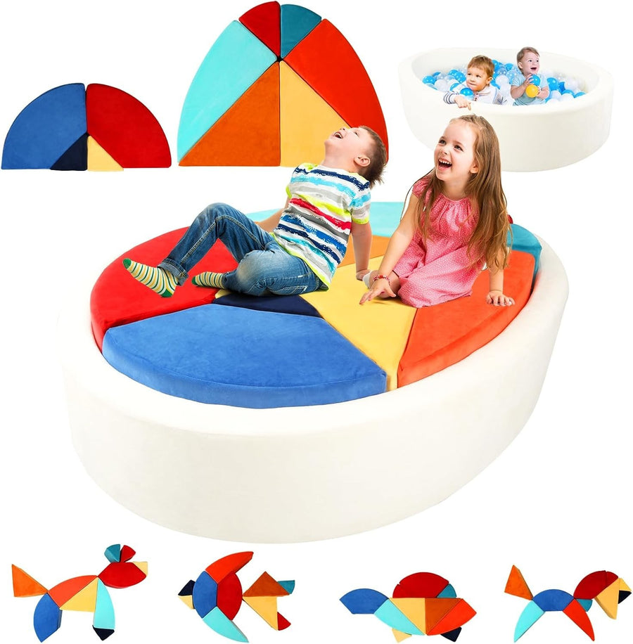 Kids Modular Egg-Shape Play Sofa with Ball Pit – Creative Puzzle Couch