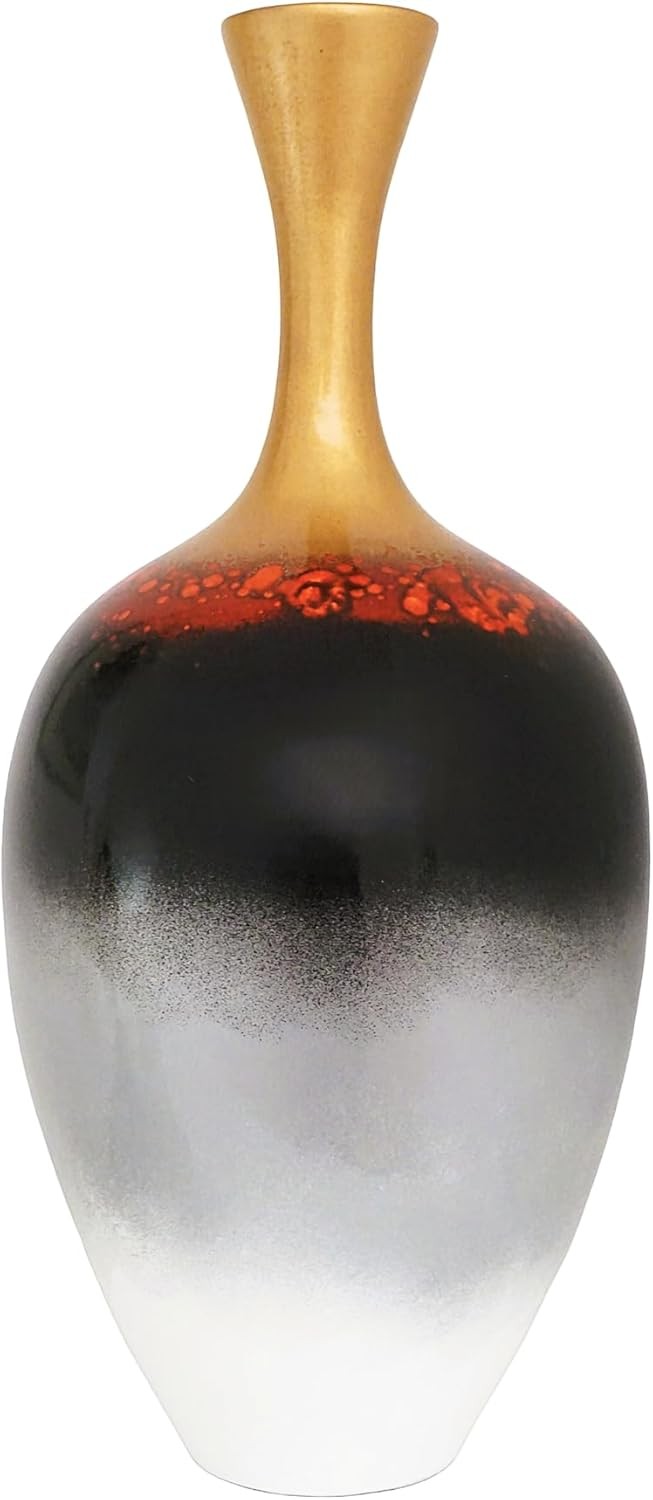 Luxury Gradient Ceramic Vase 45cm Gold Ombre Narrow Neck Home Decor