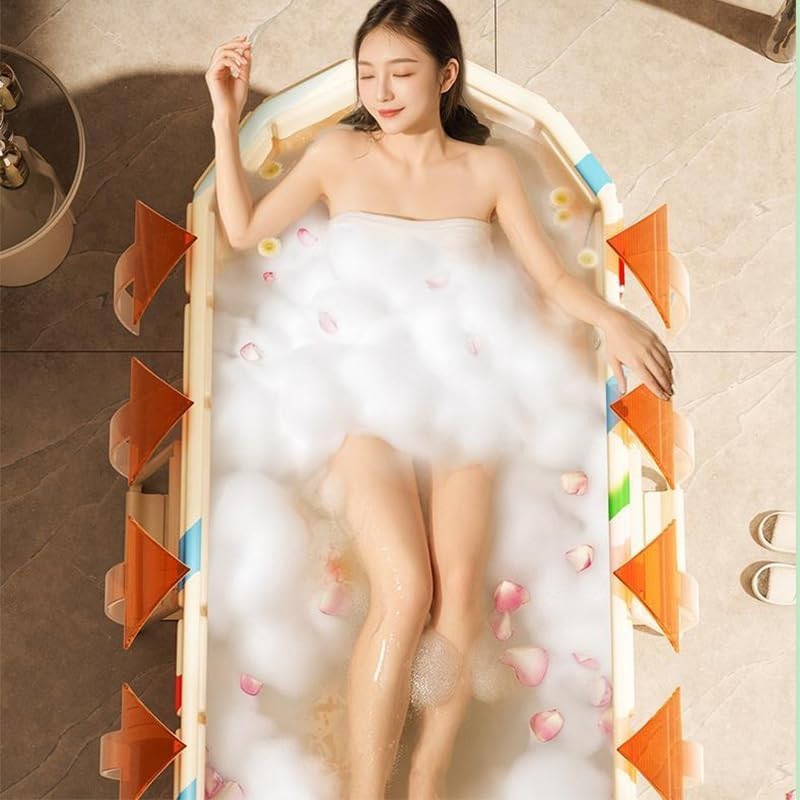 Portable Folding Bathtub SPA Sauna Ice & Hot Bath 1.5m Polka 1-2 People No Lid
