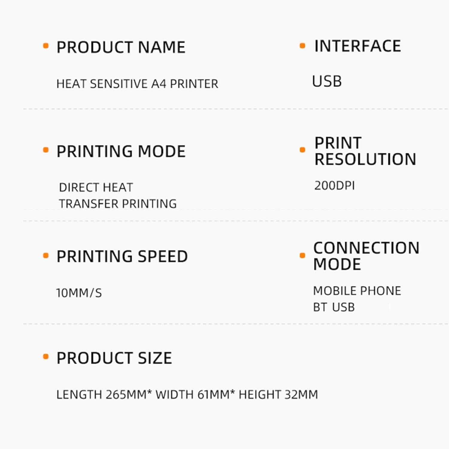 Portable Thermal Printer Wireless A4 Mobile Printer