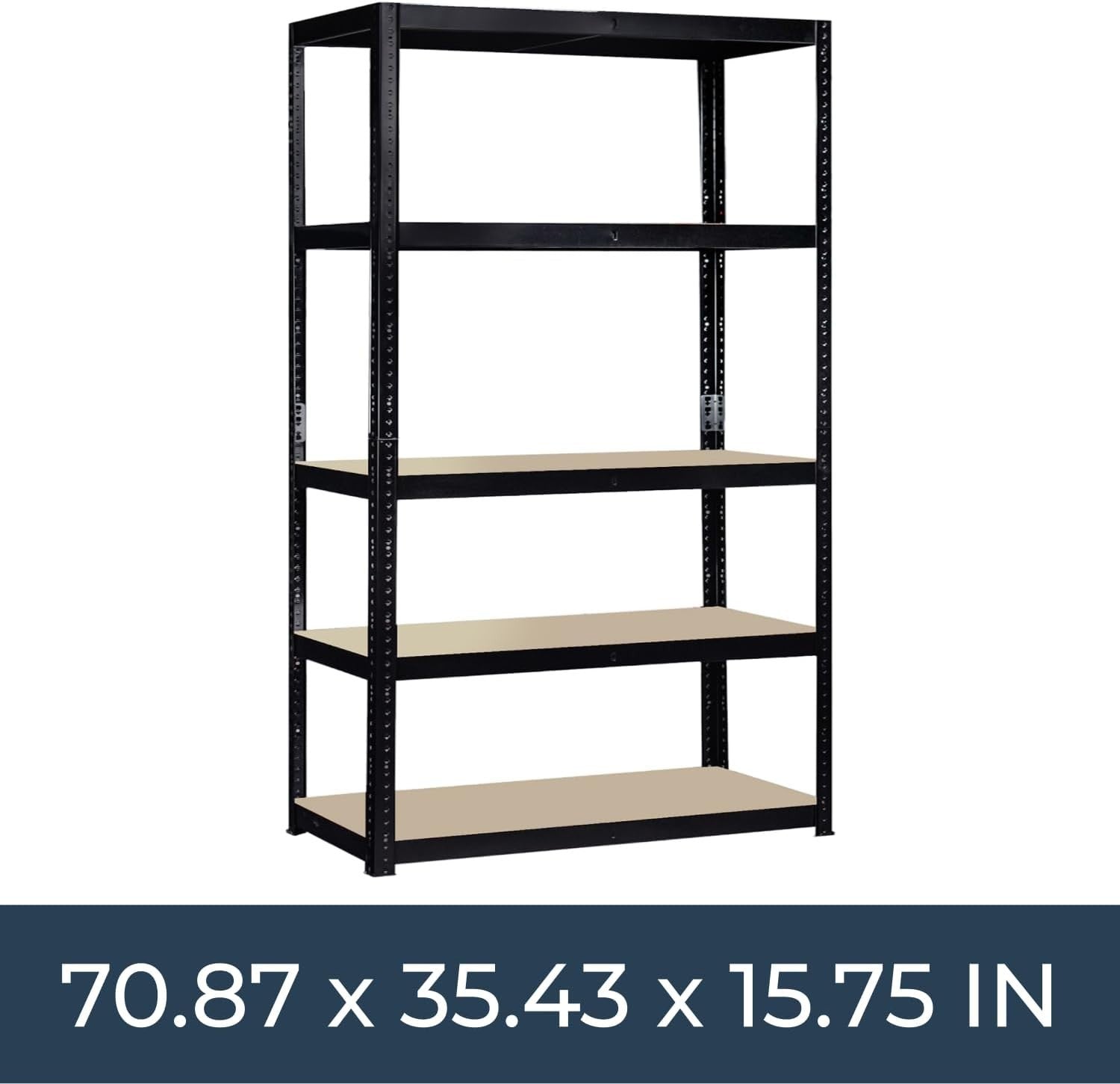 5-Tier Garage Shelf Unit 180x90x40cm Adjustable Heavy-Duty MDF + Steel