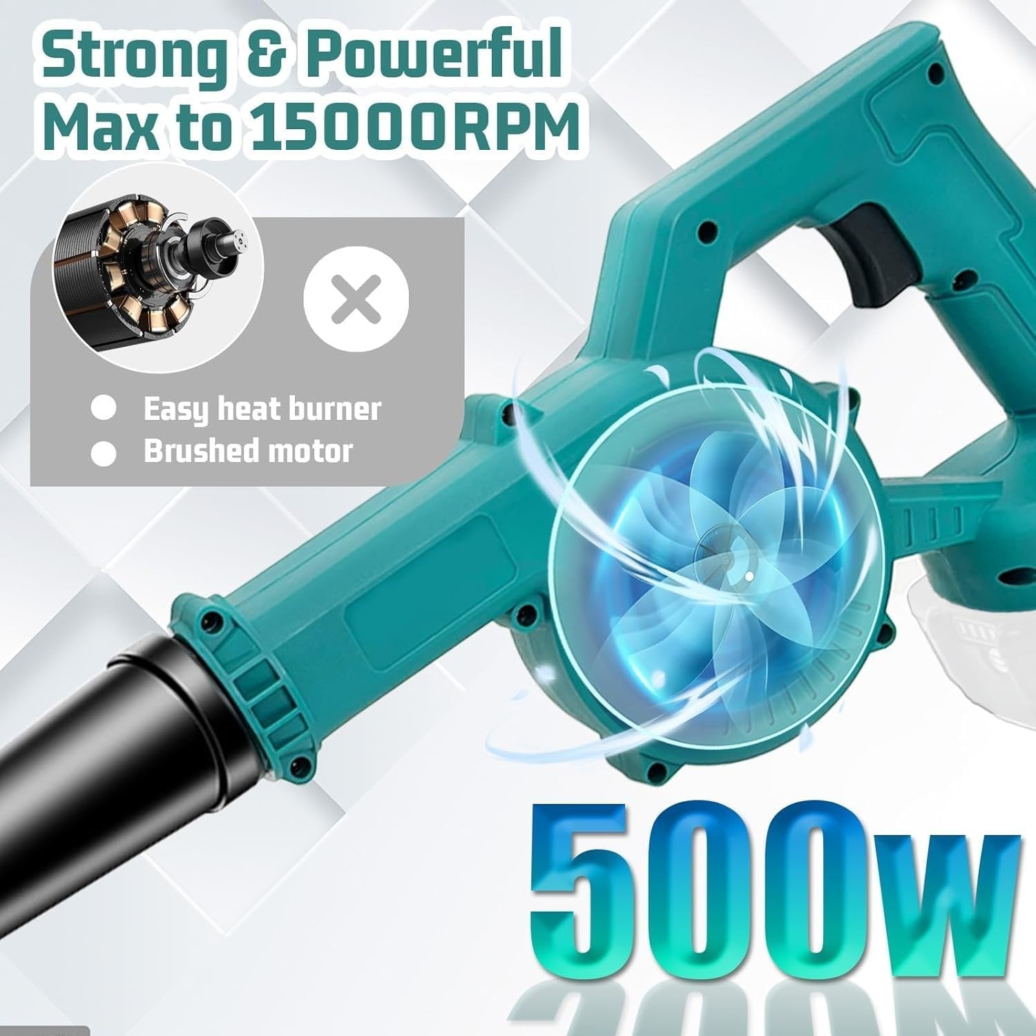 Cordless Leaf Blower 18V Dual Battery Handheld Garden Patio Dust Cleaner