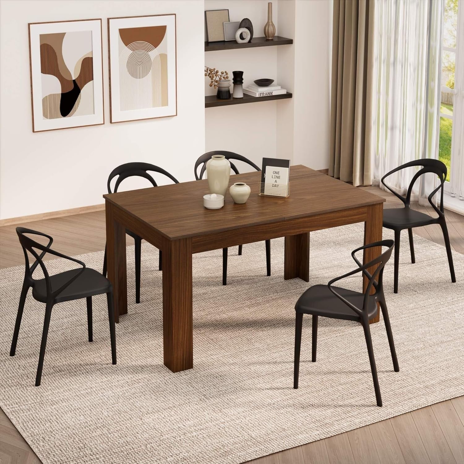 Extendable Dining Table  Canaletto Waln 220cm Wood 6–8 Seater Modern Space Saver