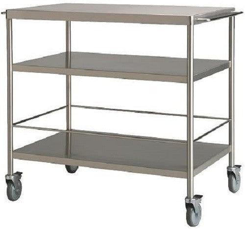 Stainless Steel Kitchen Trolley Rolling Prep Cart 3 Tier Lockable Wheels