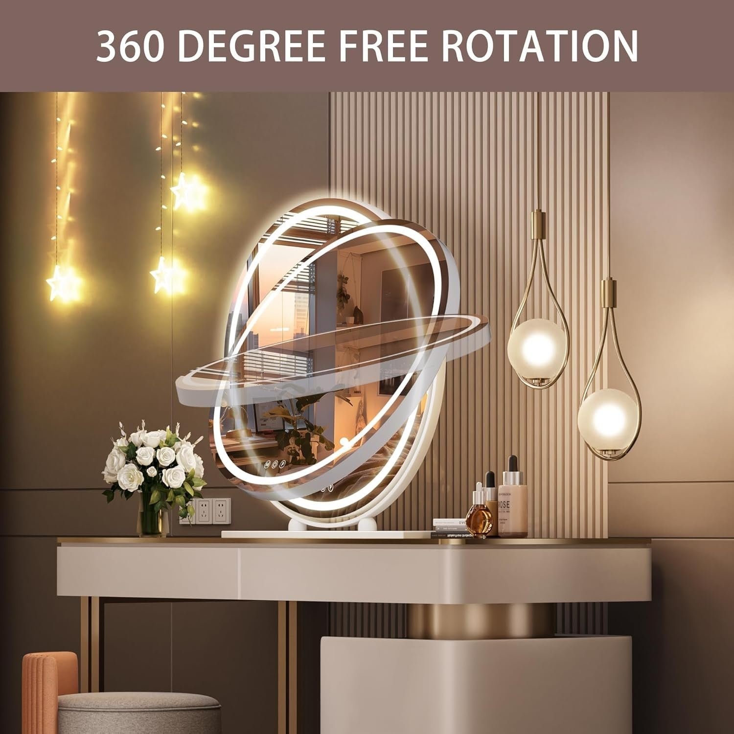 LED Vanity Mirror 60x60cm with Dimmable Lights & Smart Touch Control
