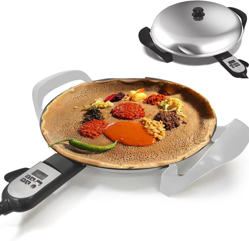 40cm Electric Griddle Non-Stick Crepe & Roti Maker | Digital Heat Control 1700W
