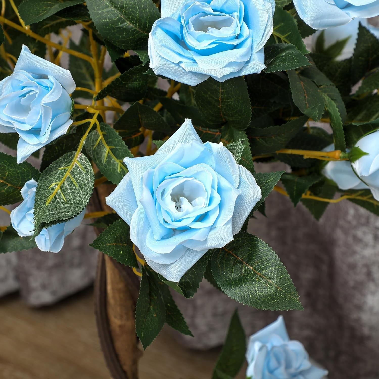 Set of 2 Artificial Rose Trees 90cm Light Blue Faux Flower Plants Home Decor