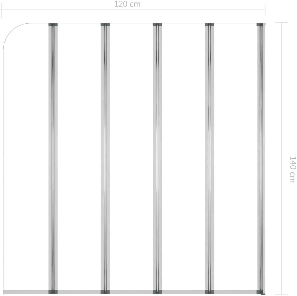 Folding Bath Shower Screen 120x140cm Tempered Glass Panels Modern Enclosure