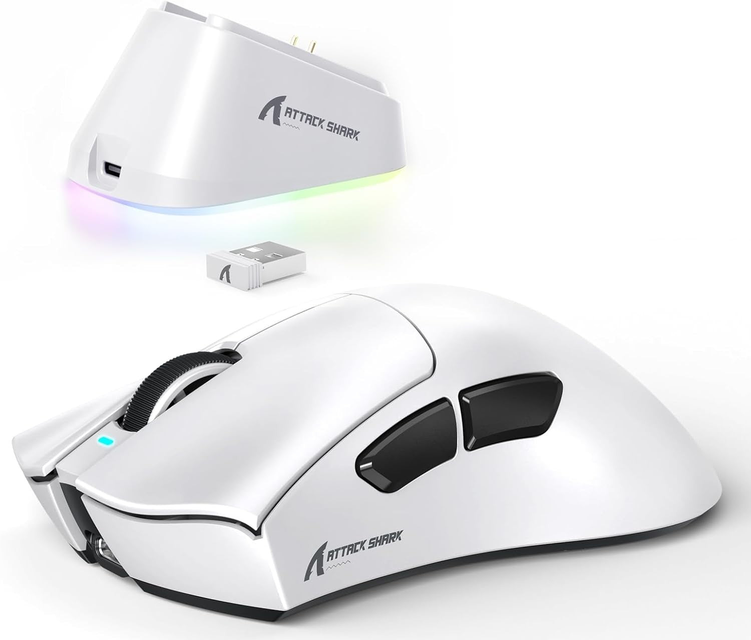 Wireless Gaming Mouse 25000 DPI 65g RGB Dock 100M Clicks White