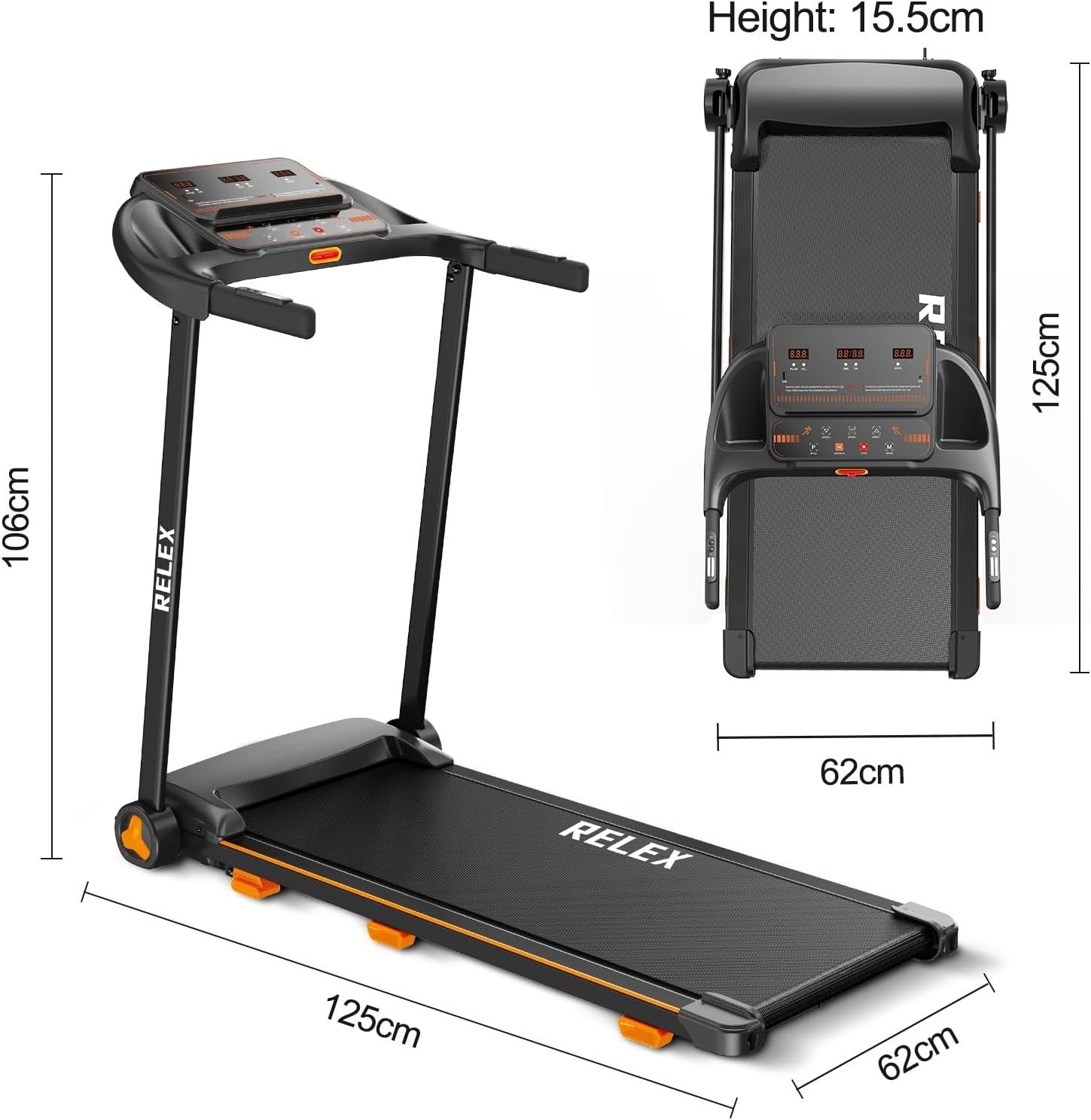Foldable Treadmill Walking Pad 12km/h 2.5HP 12 Programs Home Fitness Gym