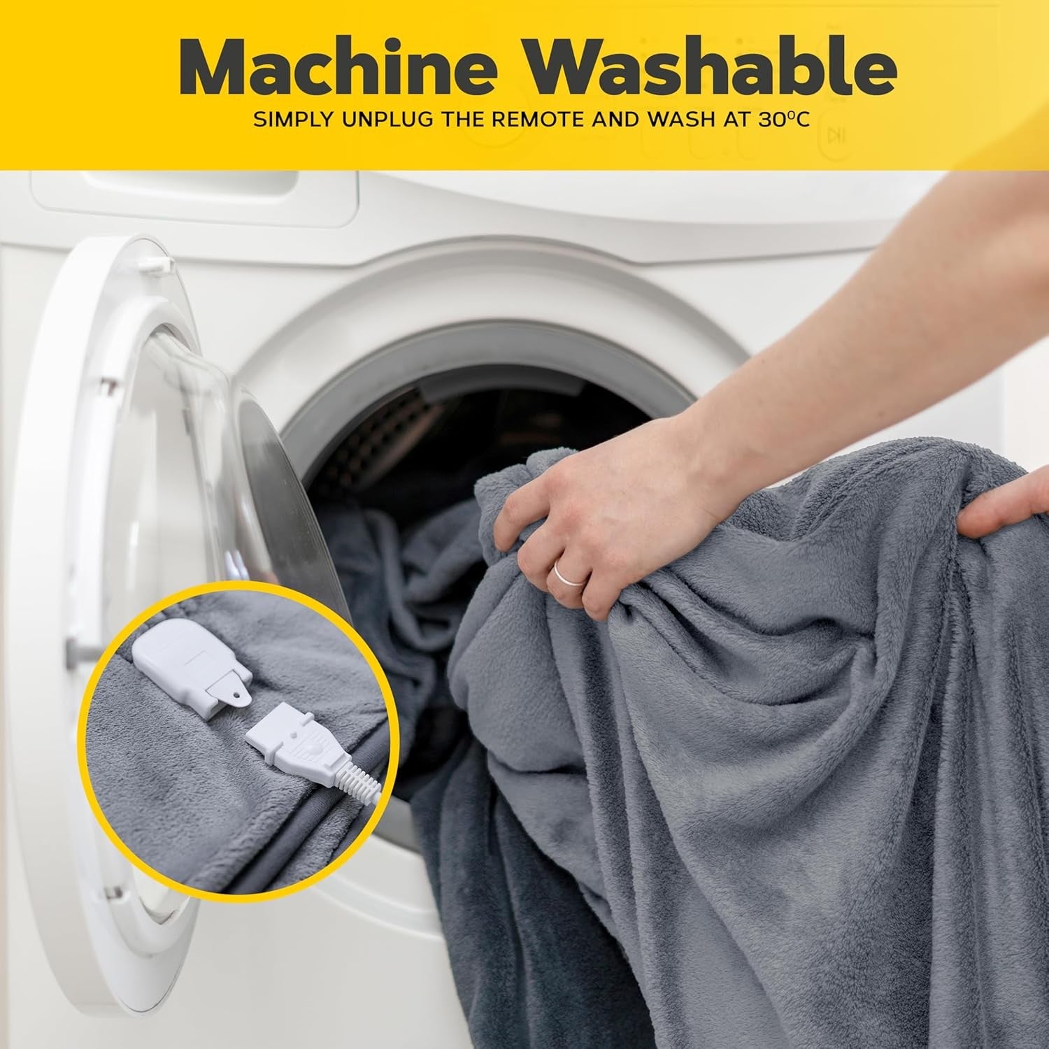 Electric Heated Throw Blanket Single 130x160cm Timer Washable Fleece Grey