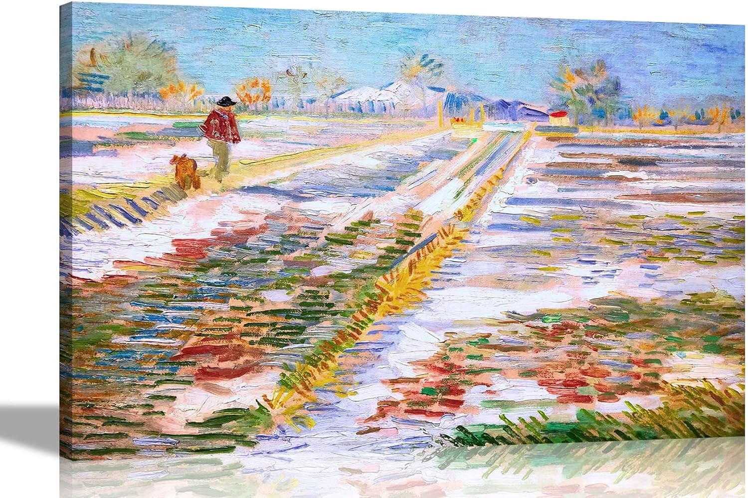 Van Gogh Landscape Snow Canvas Wall Art Modern Framed Print 76x50cm